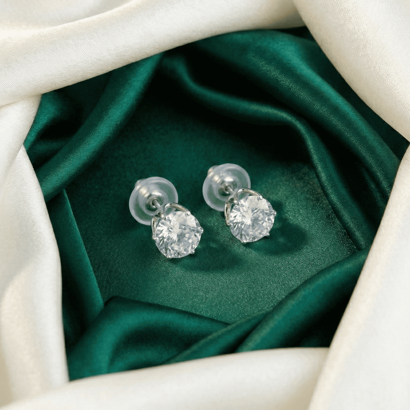 Heart, Pearl & Crystal Stud Earrings Combo for Women (3 Pairs)