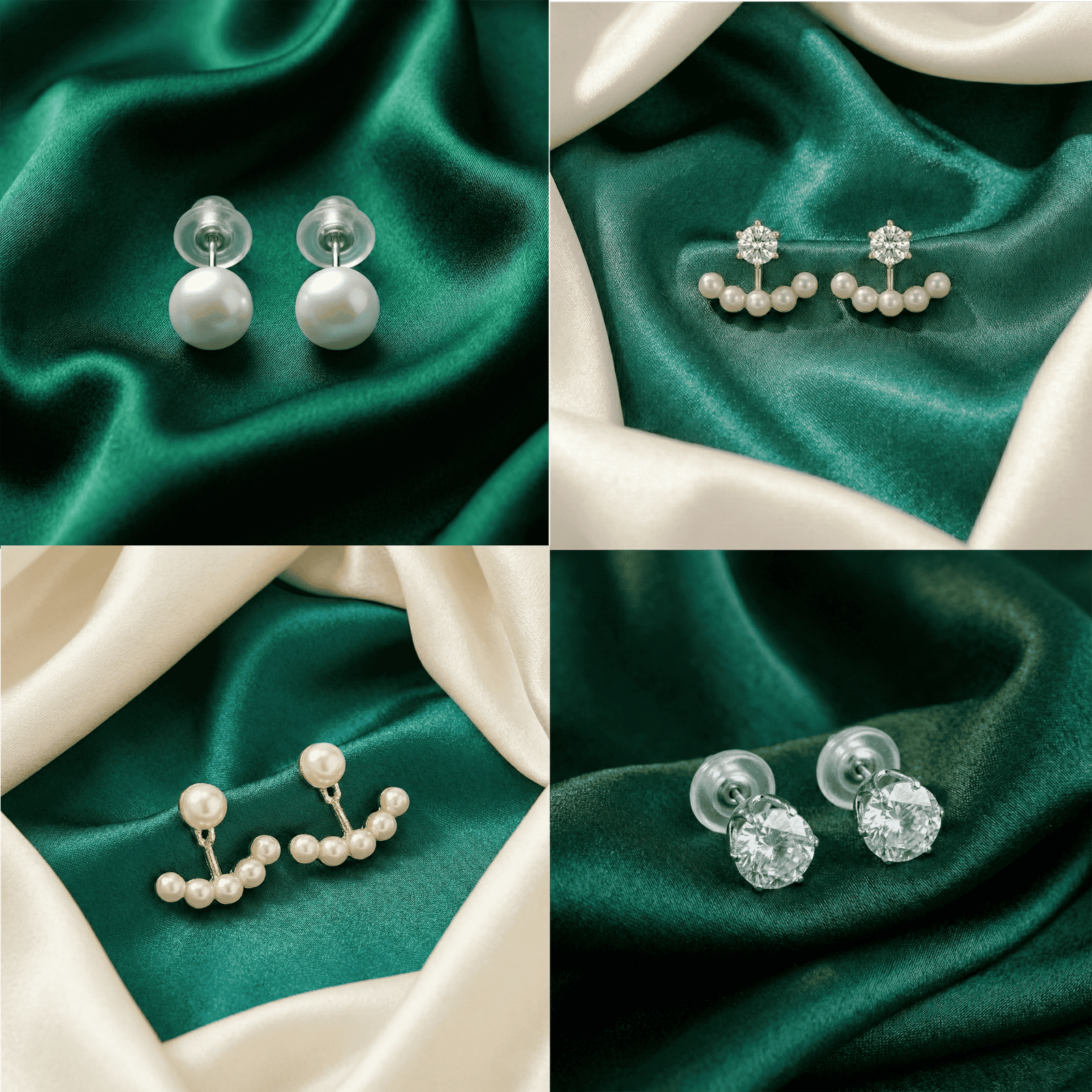 4-Way Wearable Pearl Stud Earrings Combo for Women