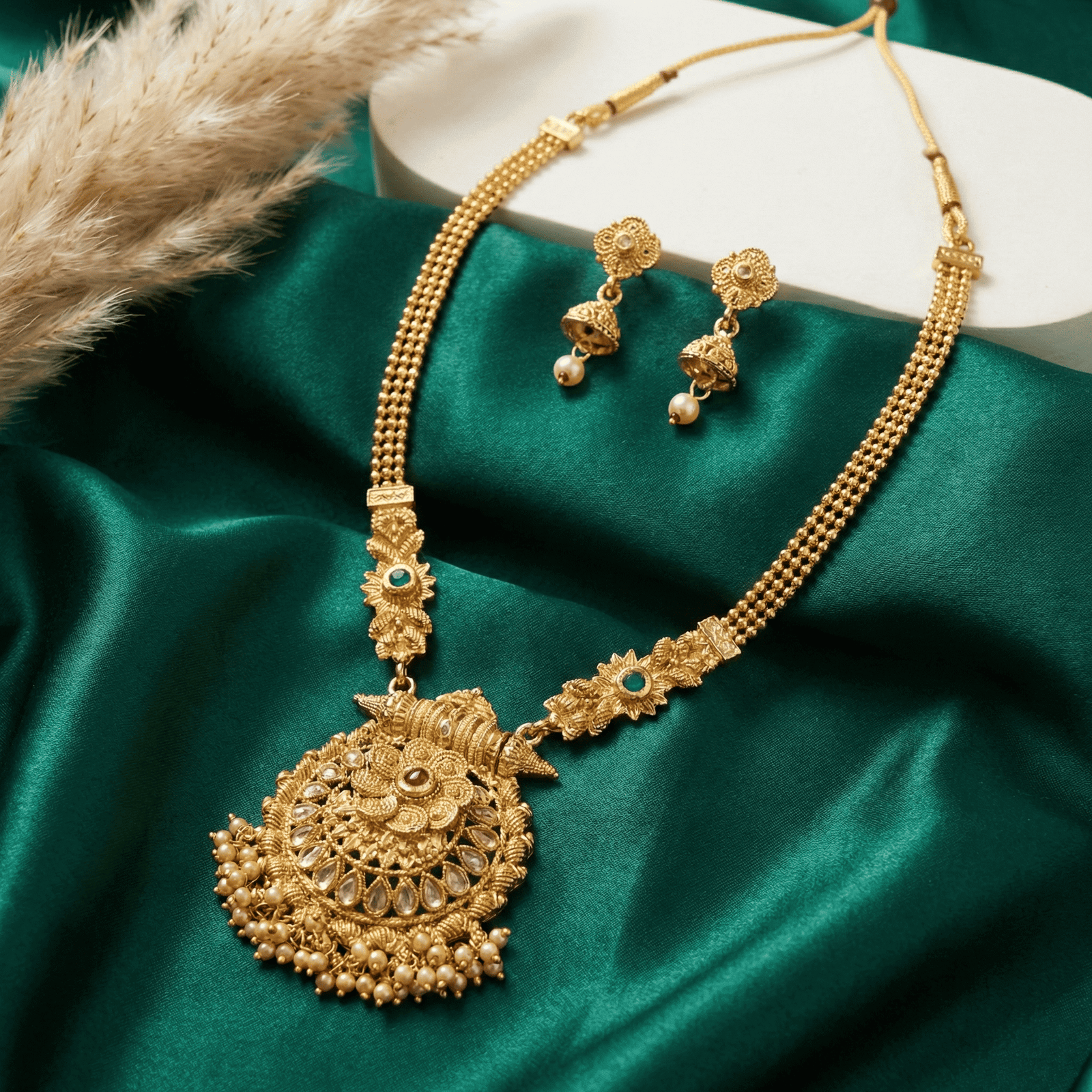 Antique Gold-Tone Rani Haar Necklace Set