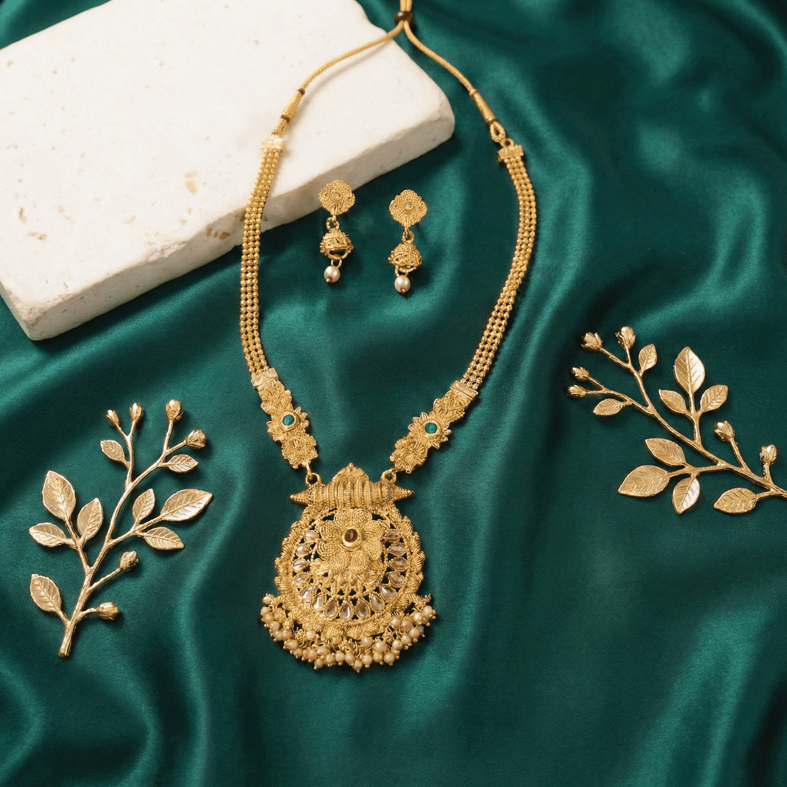 Antique Gold-Tone Rani Haar Necklace Set