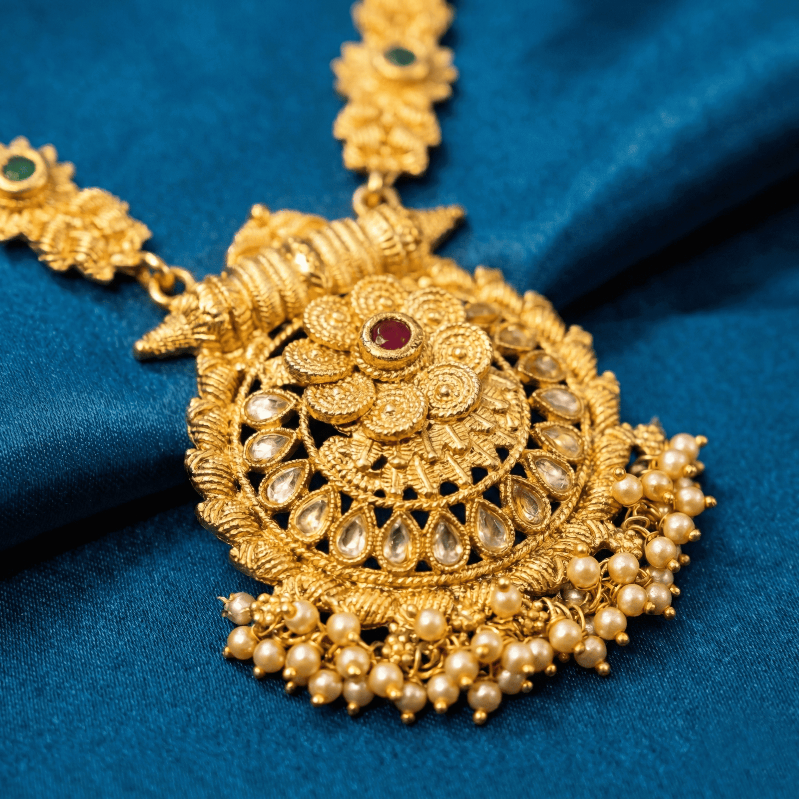 Antique Gold-Tone Rani Haar Necklace Set