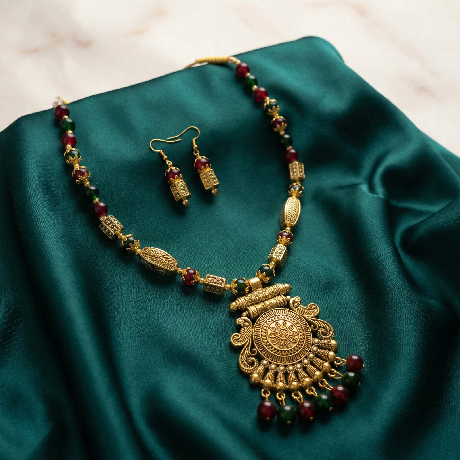 Antique Multicolor Beaded Necklace Set