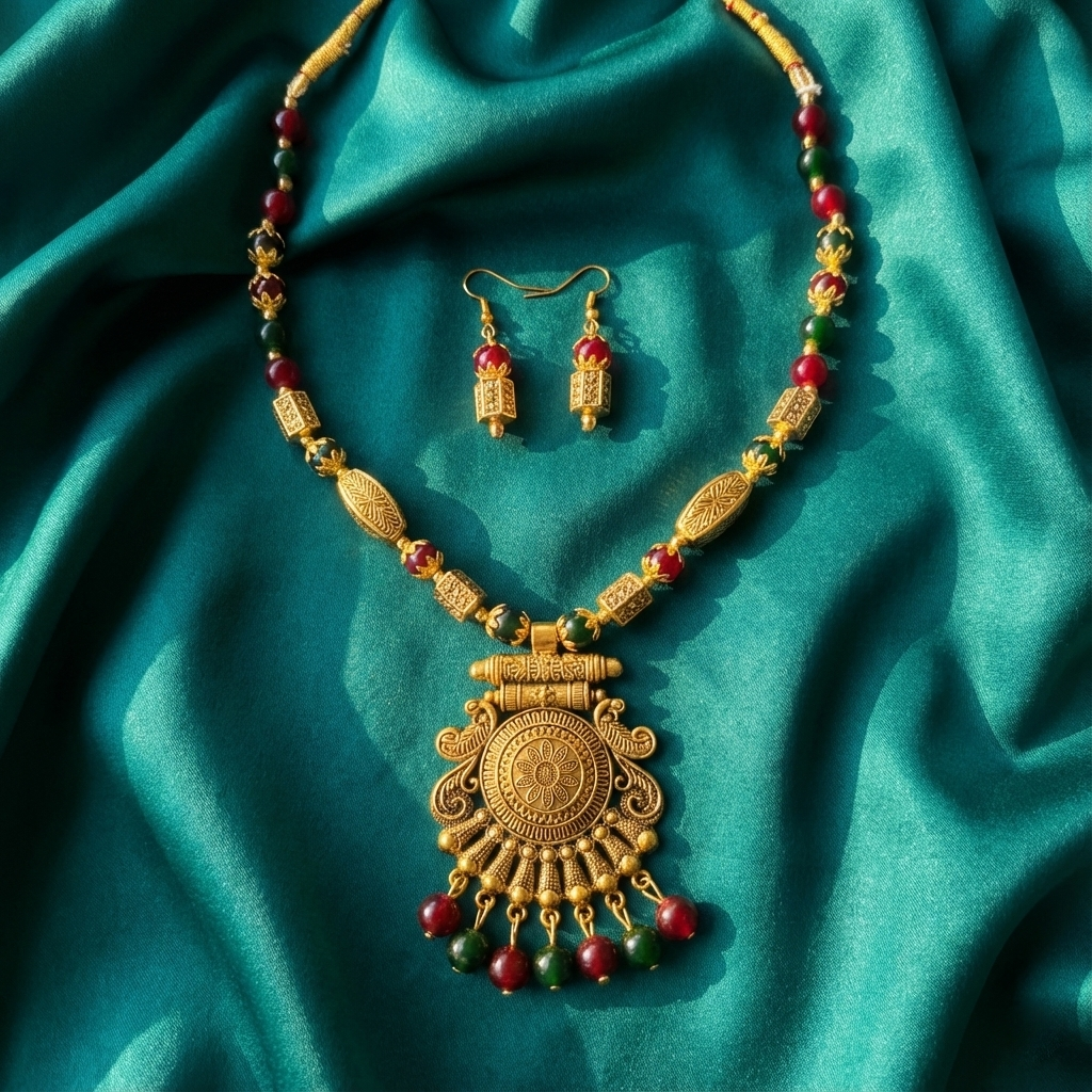 Antique Multicolor Beaded Necklace Set