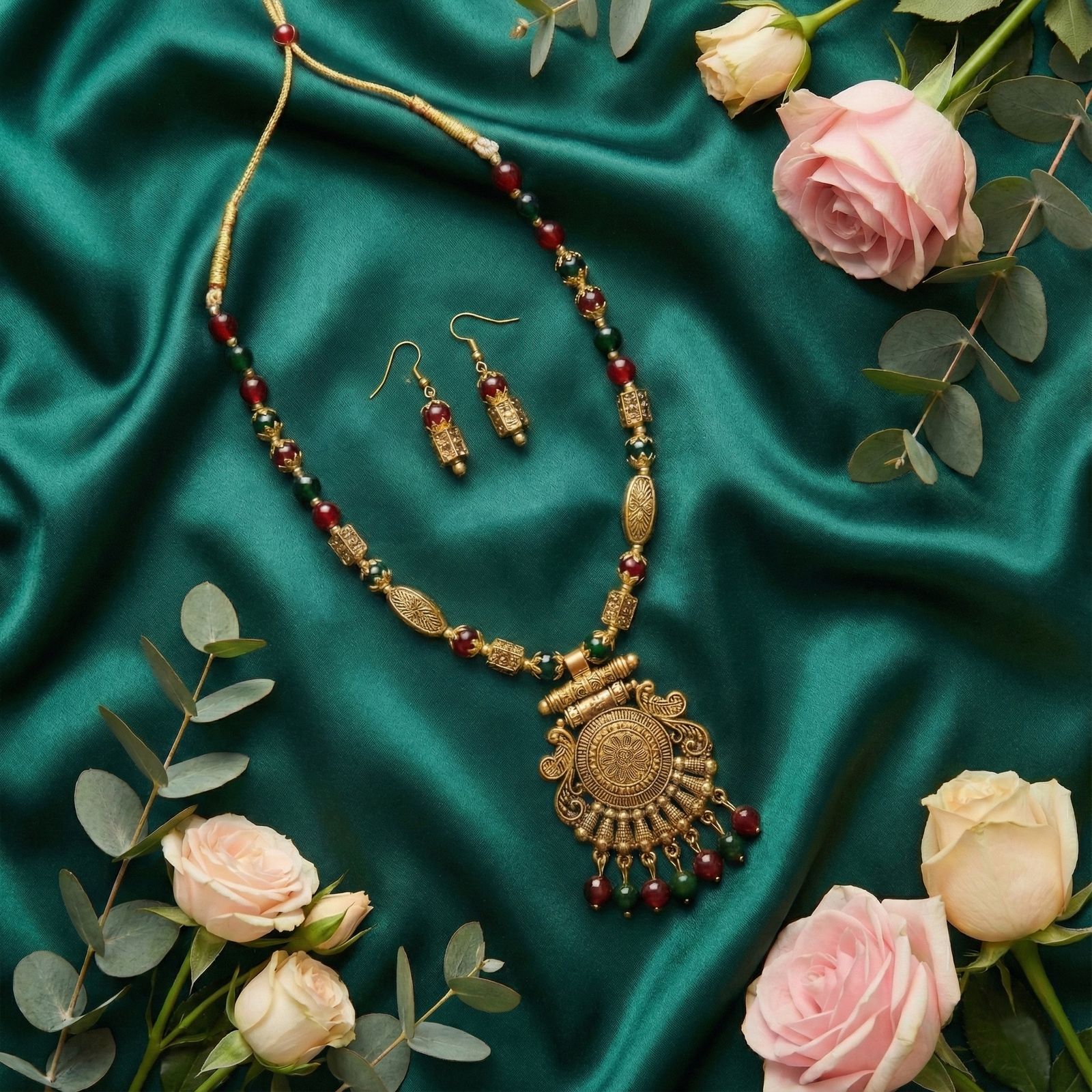 Antique Multicolor Beaded Necklace Set