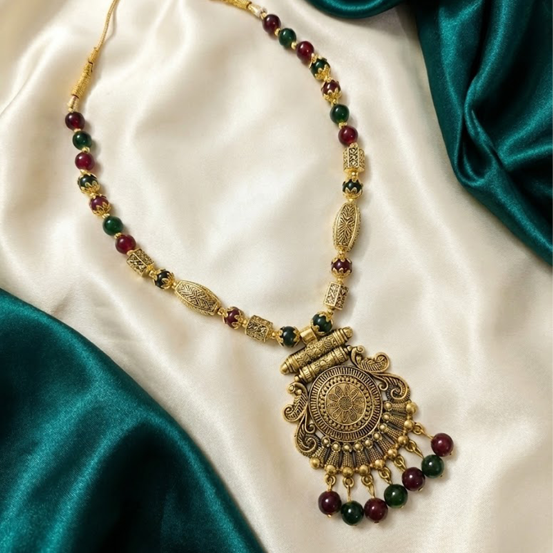 Antique Multicolor Beaded Necklace Set
