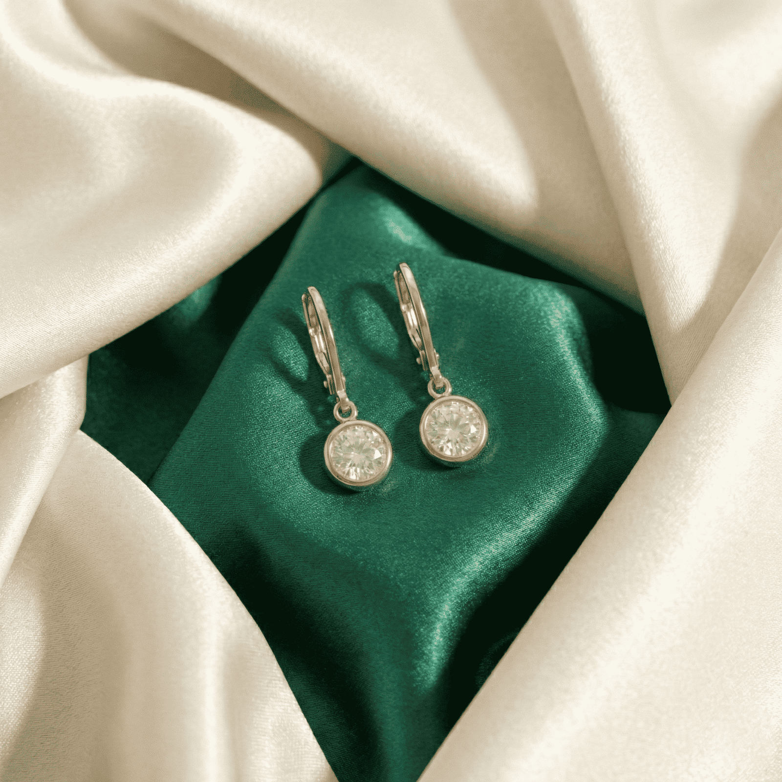 Eshanarya Clear Crystal Drop Earrings for Women