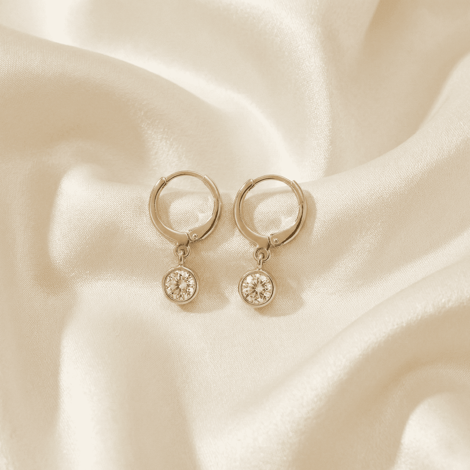 Eshanarya Clear Crystal Drop Earrings for Women