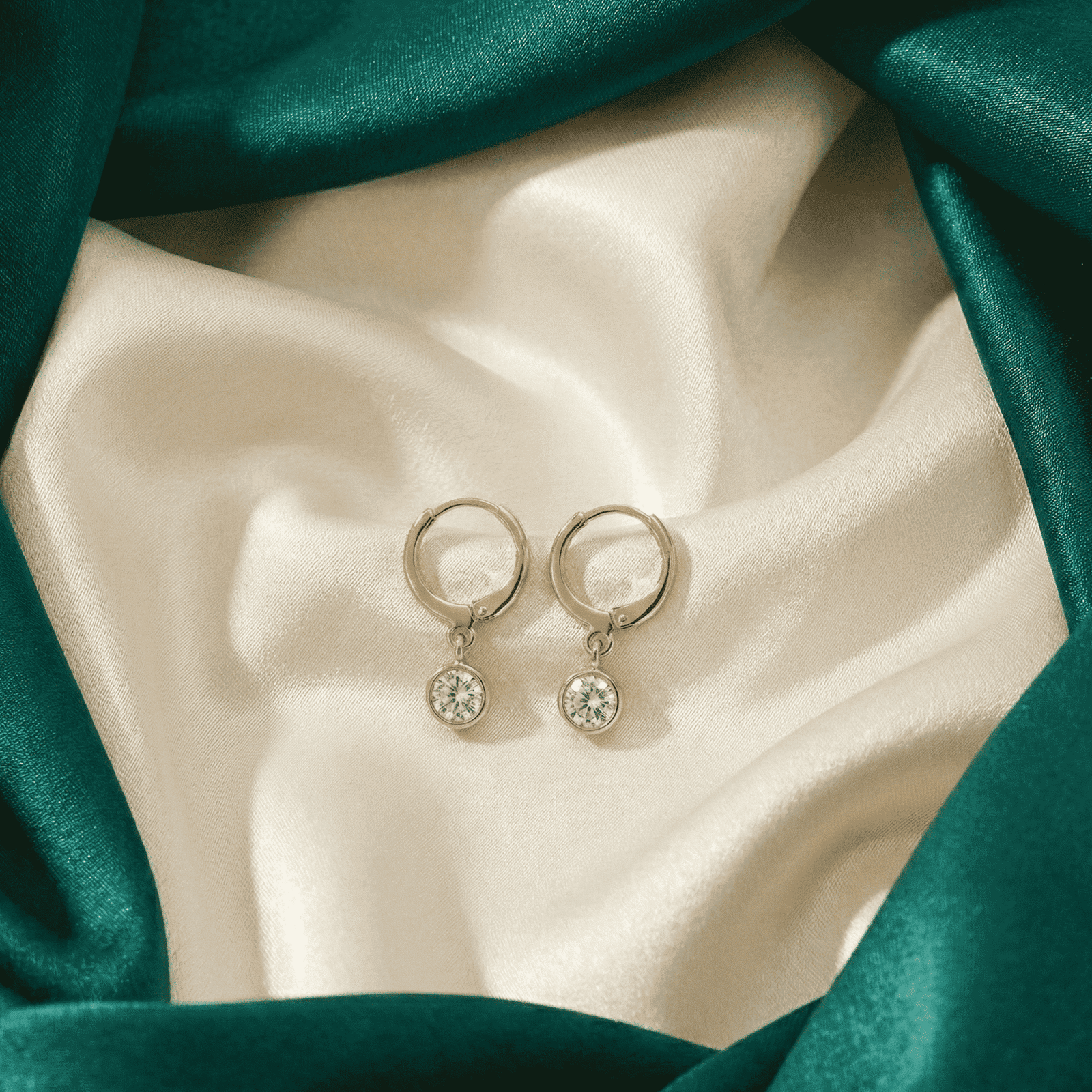 Eshanarya Clear Crystal Drop Earrings for Women