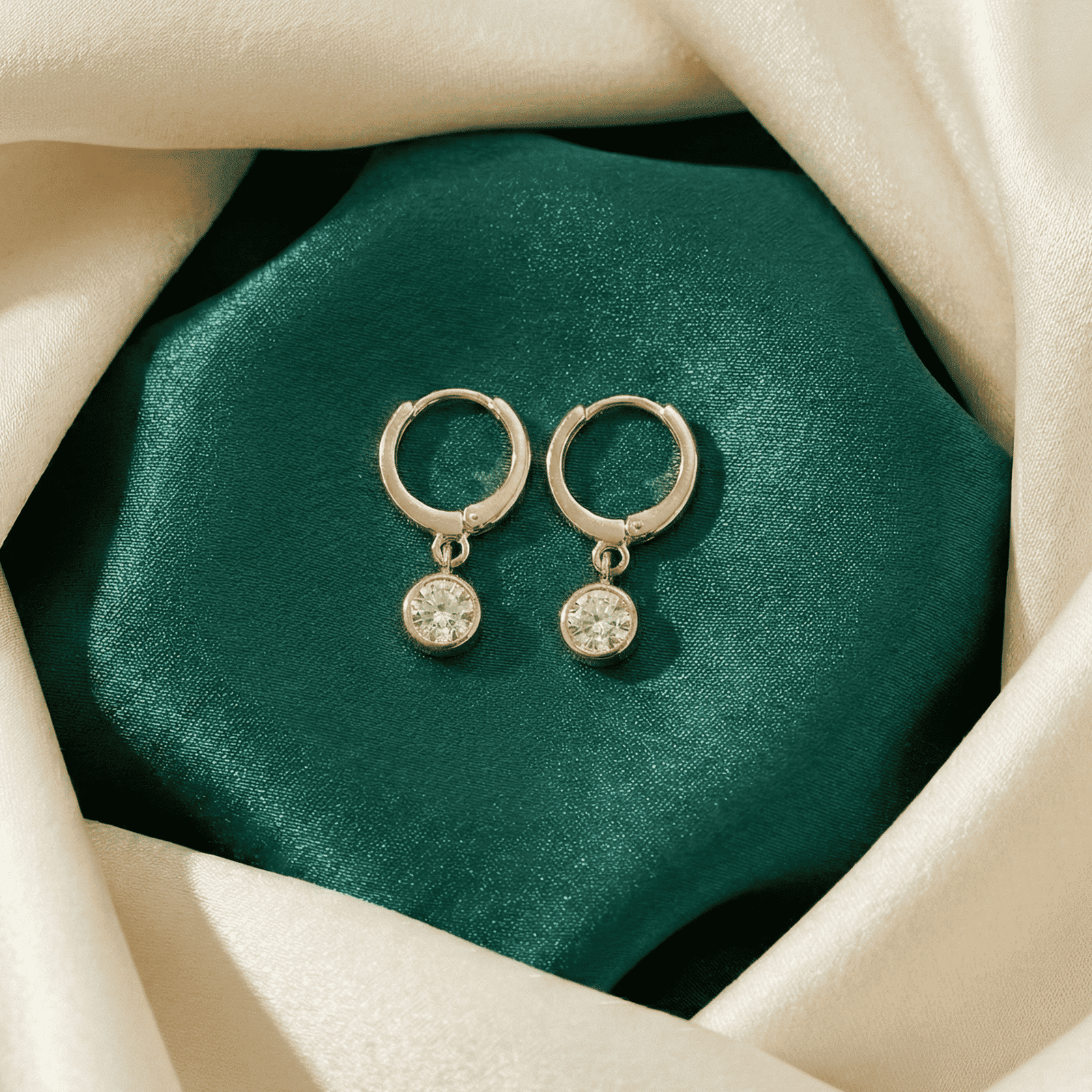 Eshanarya Clear Crystal Drop Earrings for Women