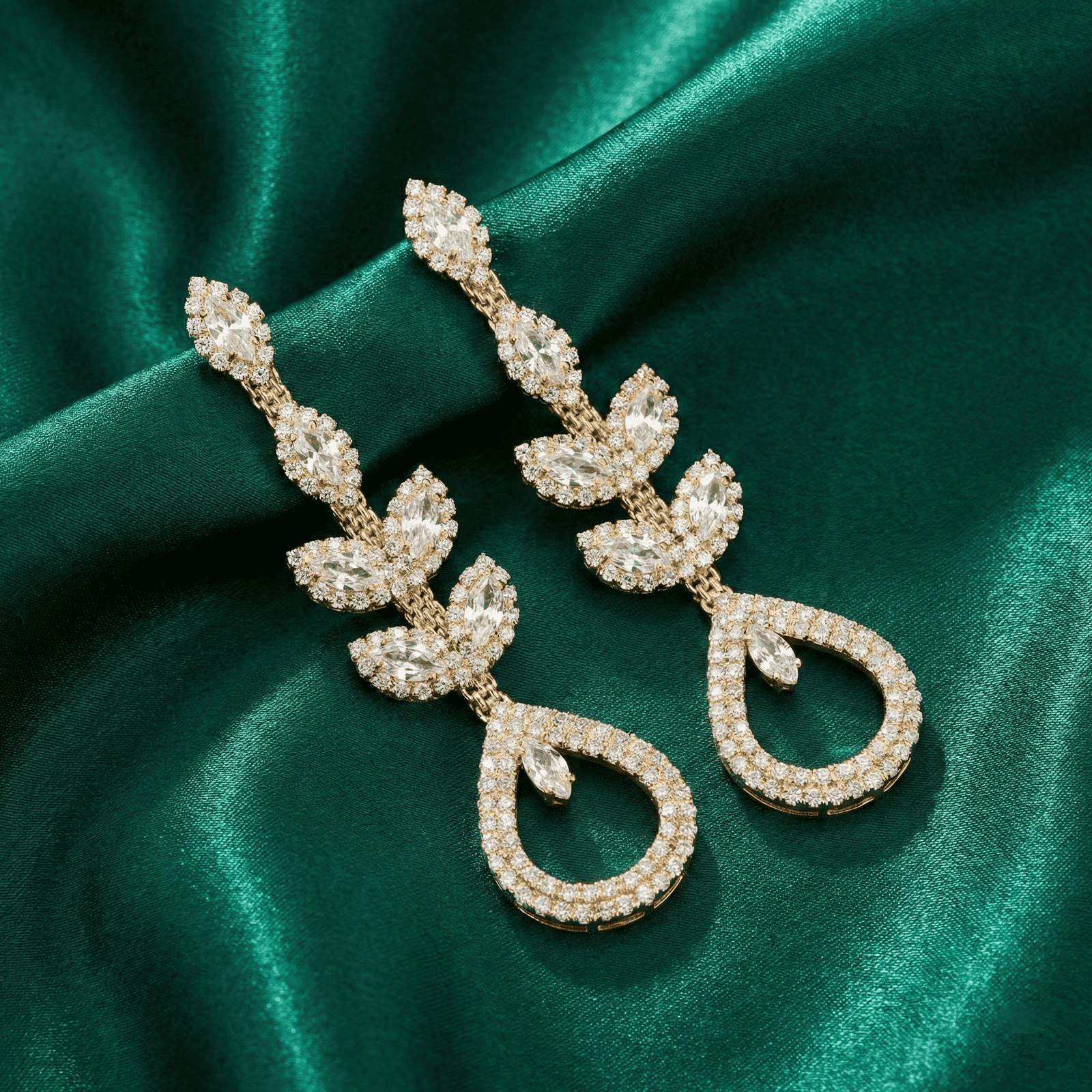 Eshanarya Crystal Drop Designer Earrings for Women – Party Wear