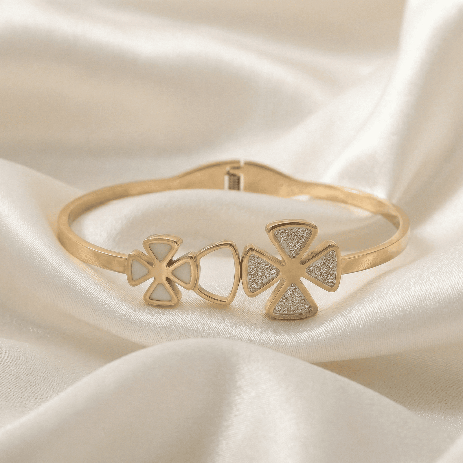 Eshanarya Floral Crystal Stainless Steel Bracelet