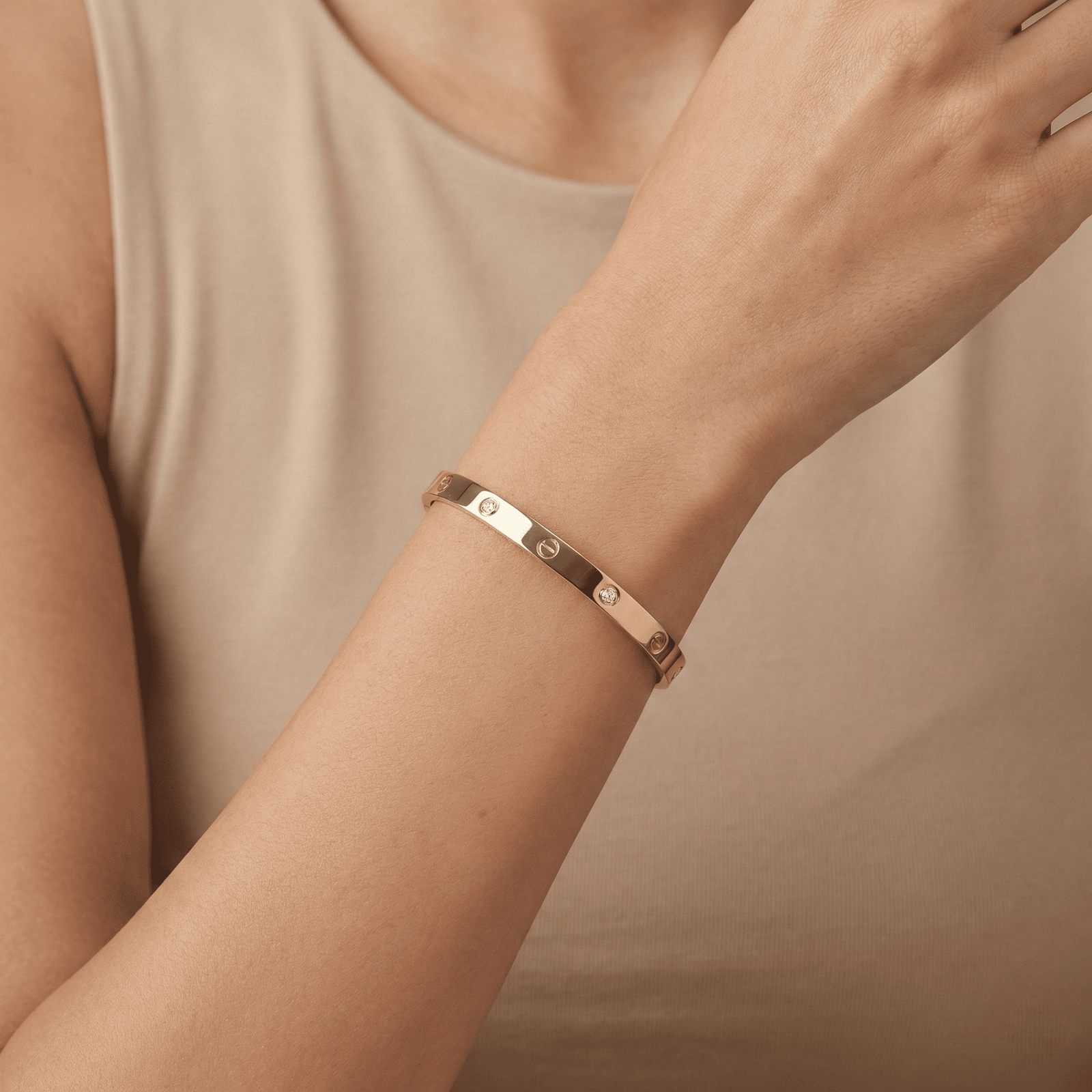 Eshanarya Gold-Tone Anti-Tarnish Stainless Steel Bracelet