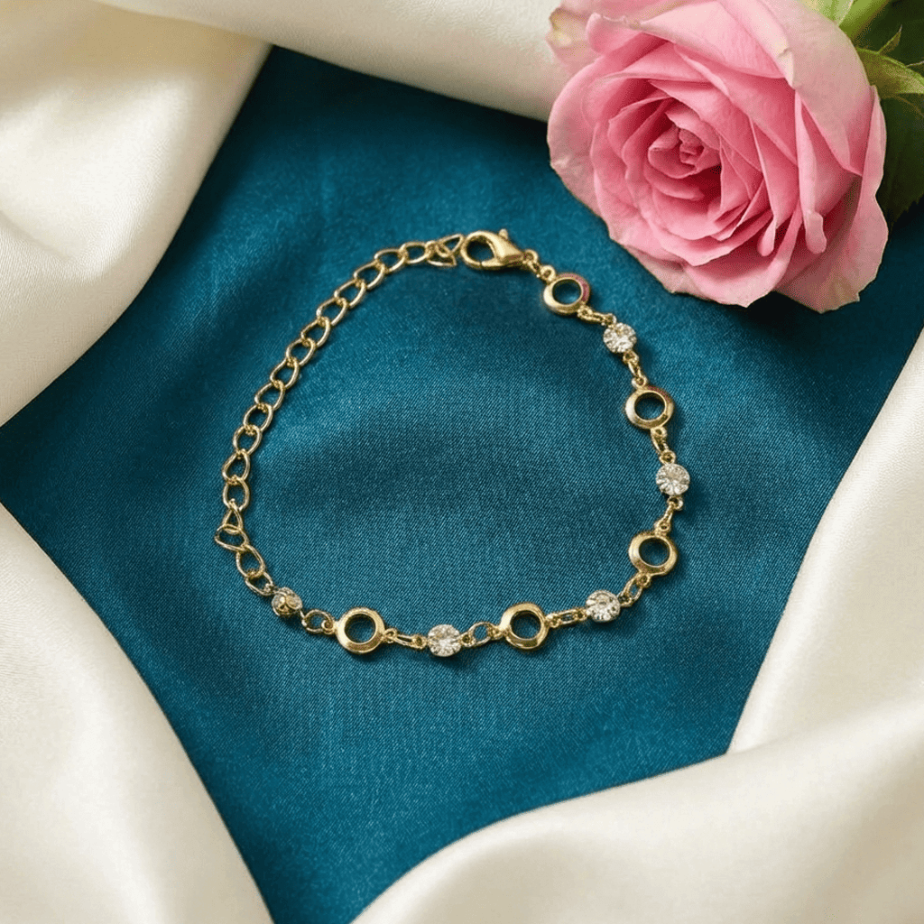 Eshanarya Gold-Tone Crystal Link Fashion Bracelet