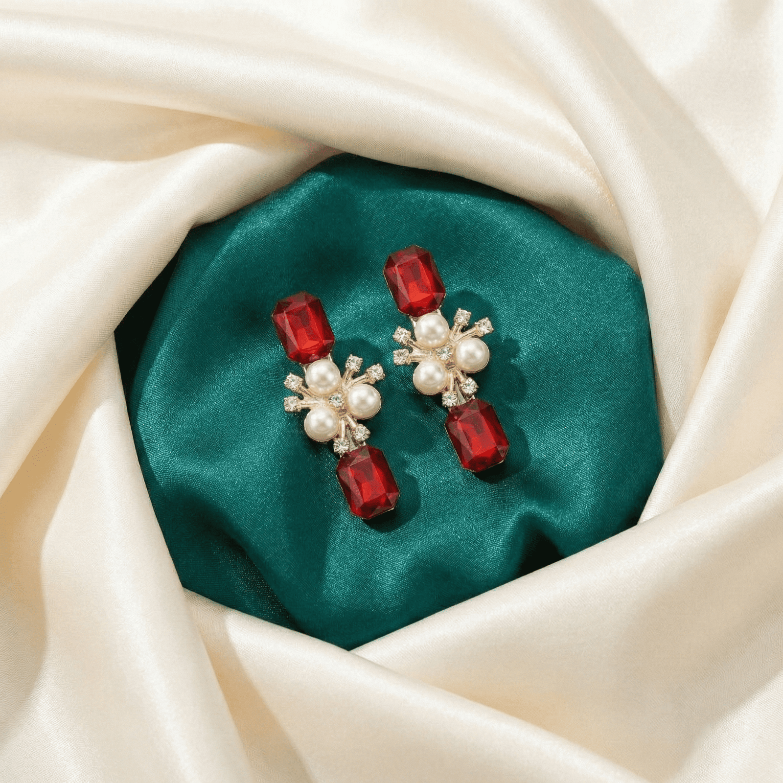 Eshanarya Ruby Pearl Crystal Hair Clip