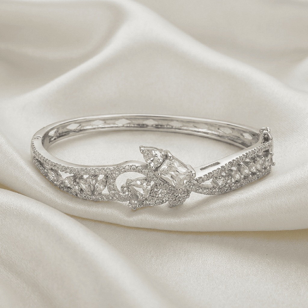 Eshanarya Silver Zircon Anti-Tarnish Bracelet