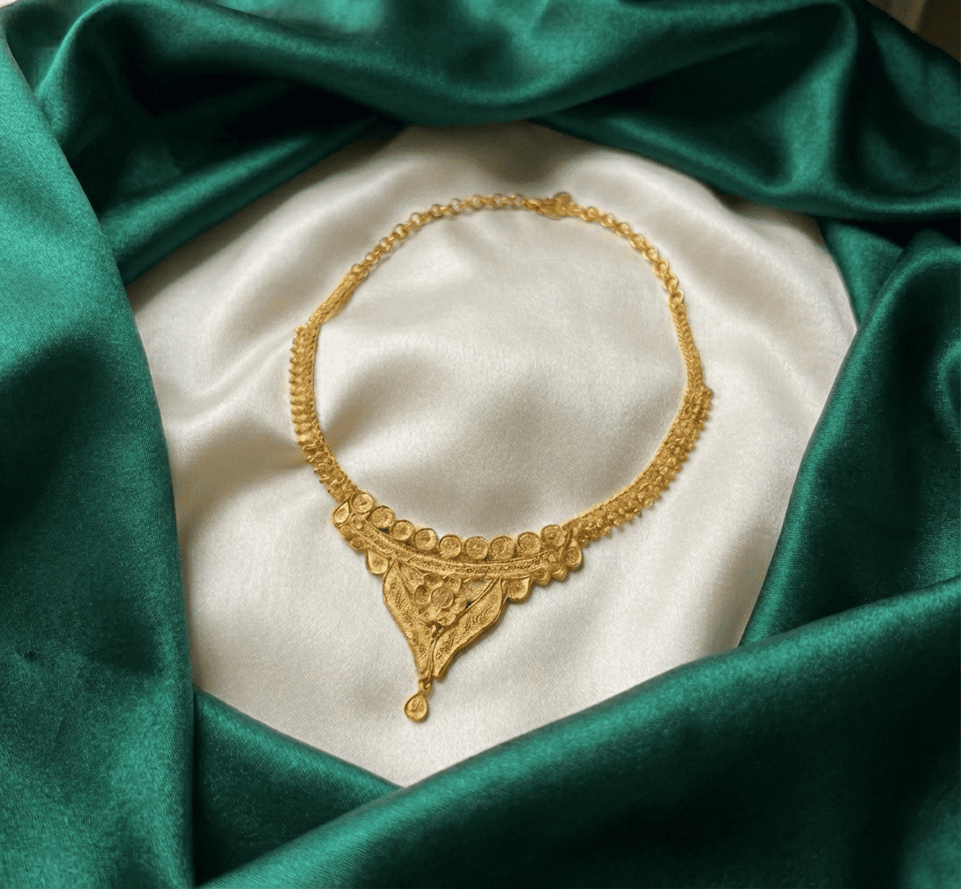 Eshanarya Swarna Kasu V-Drop One Gram Necklace for women