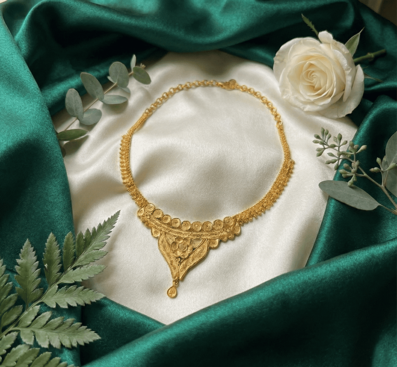 Eshanarya Swarna Kasu V-Drop One Gram Necklace for women