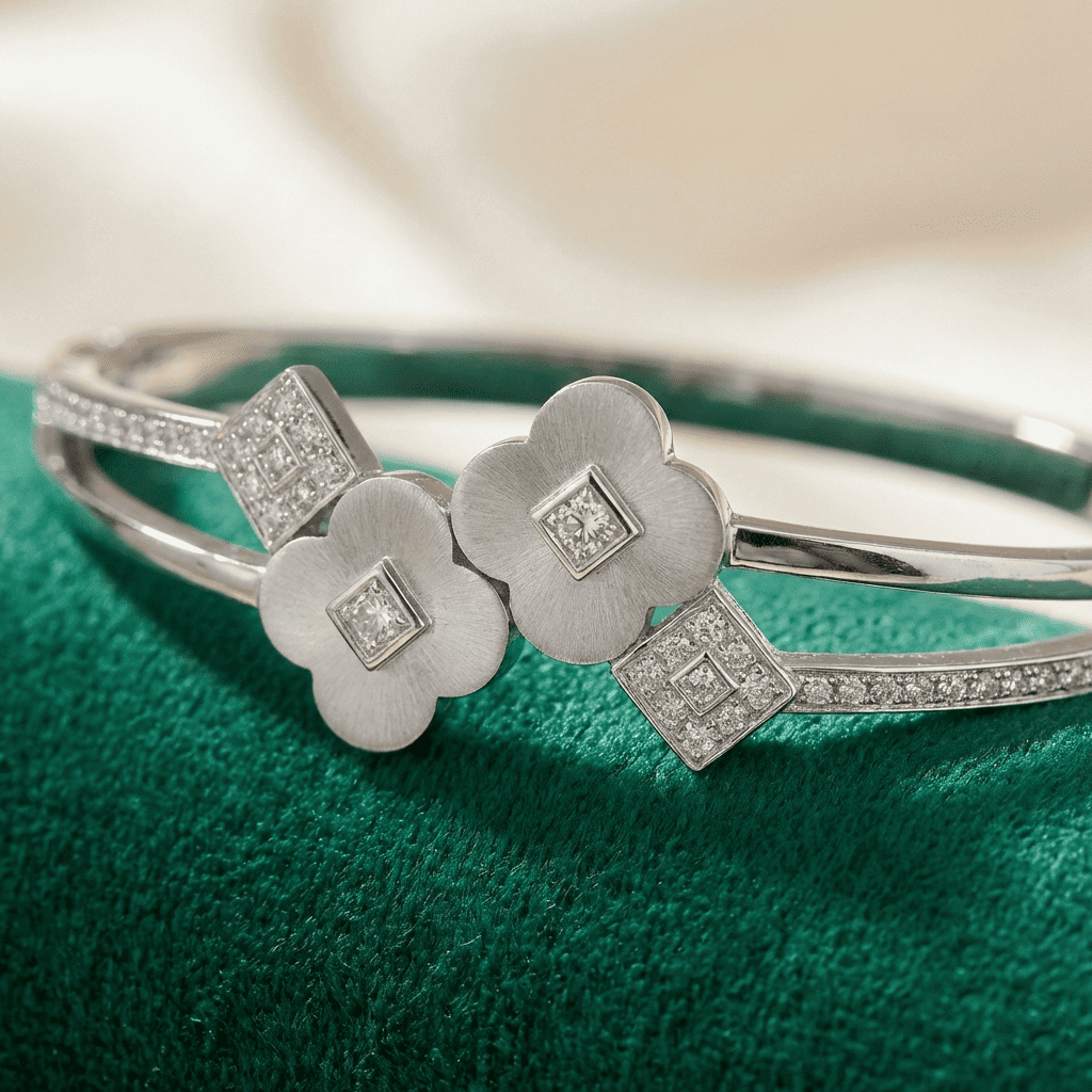 Eshanarya Floral Motif Anti-Tarnish Stainless Steel Bracelet