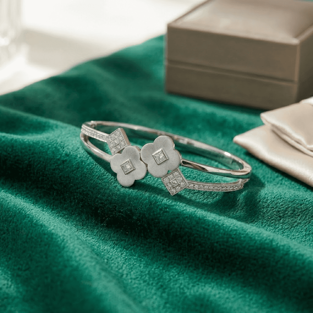 Eshanarya Floral Motif Anti-Tarnish Stainless Steel Bracelet