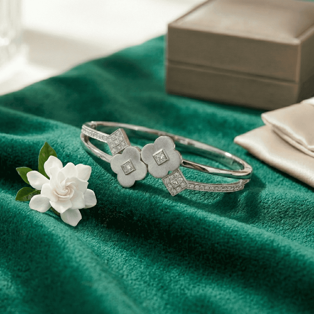 Eshanarya Floral Motif Anti-Tarnish Stainless Steel Bracelet