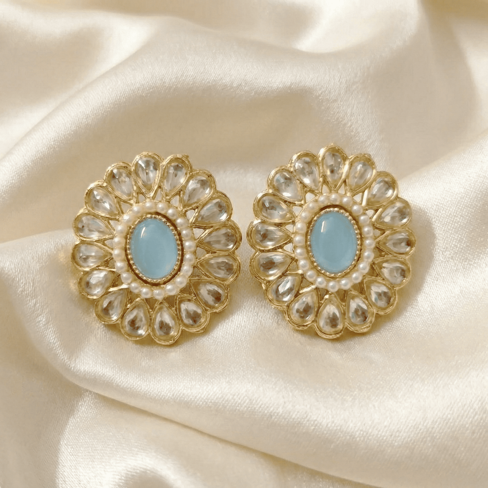 Kundan Look Convertible Stud Earrings with Interchangeable Stones– 6 Pair Set