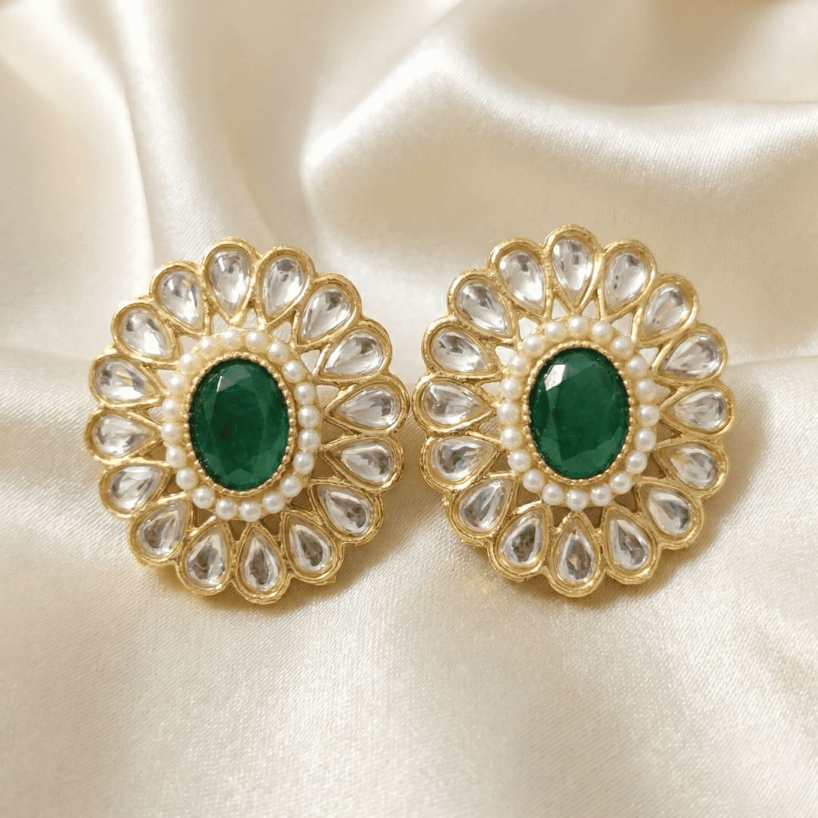 Kundan Look Convertible Stud Earrings with Interchangeable Stones– 6 Pair Set