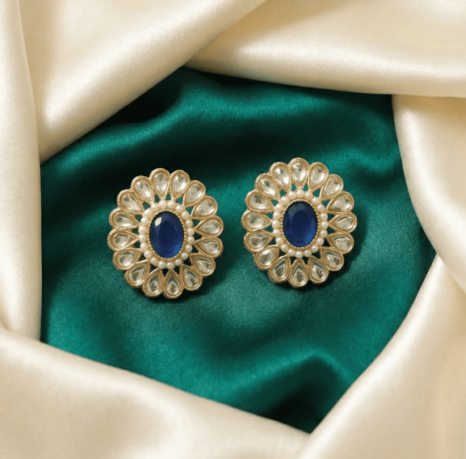 Kundan Look Convertible Stud Earrings with Interchangeable Stones– 6 Pair Set