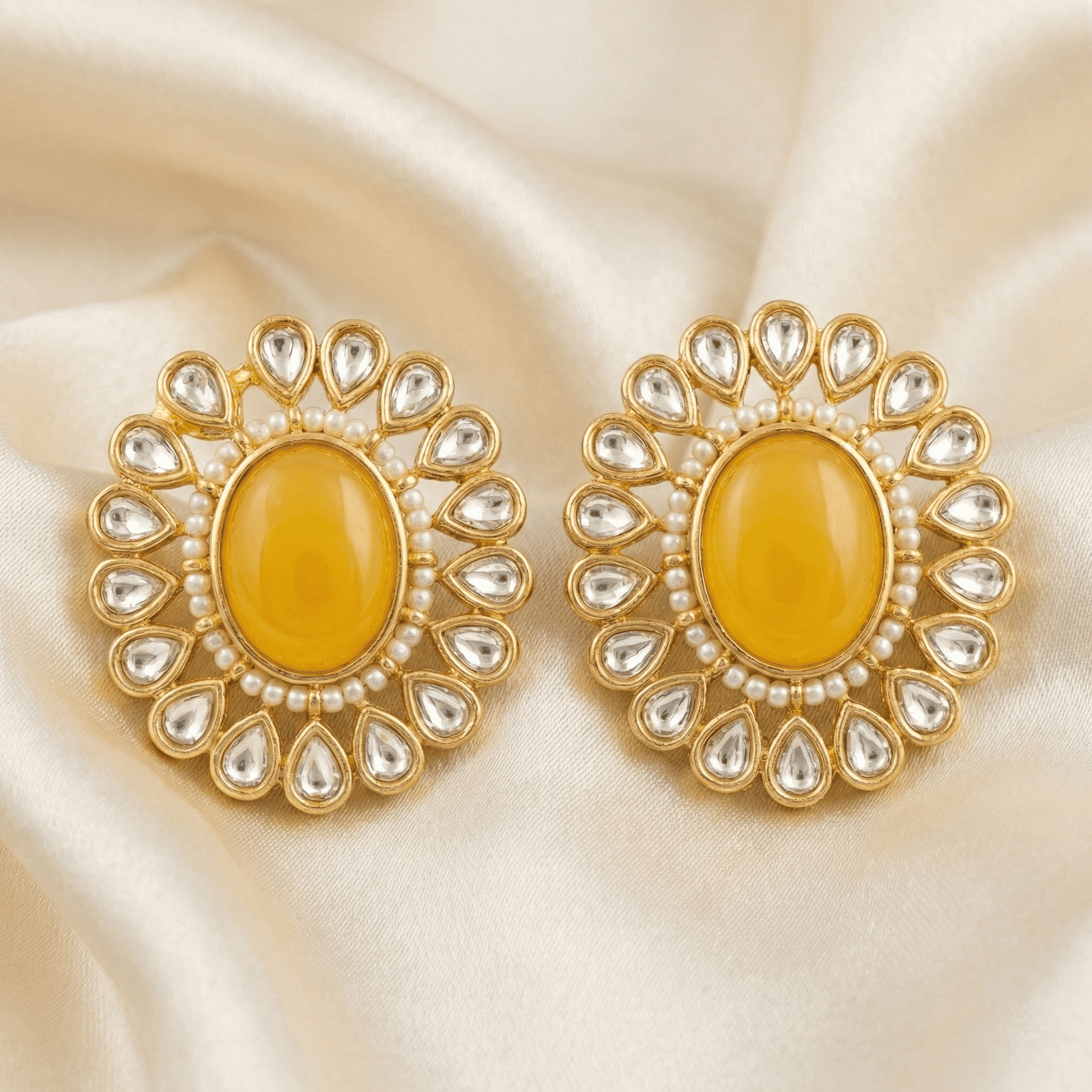 Kundan Look Convertible Stud Earrings with Interchangeable Stones– 6 Pair Set