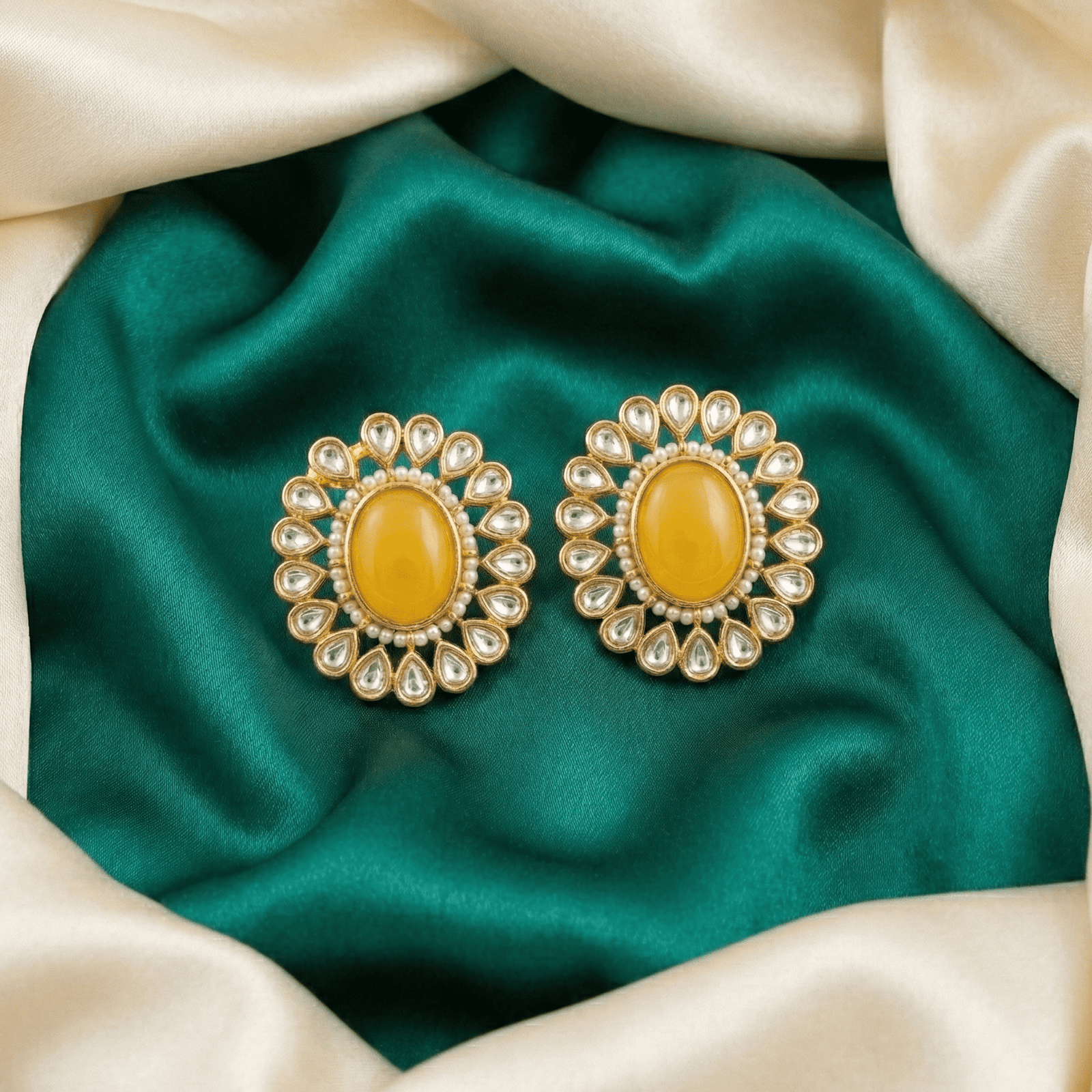 Kundan Look Convertible Stud Earrings with Interchangeable Stones– 6 Pair Set