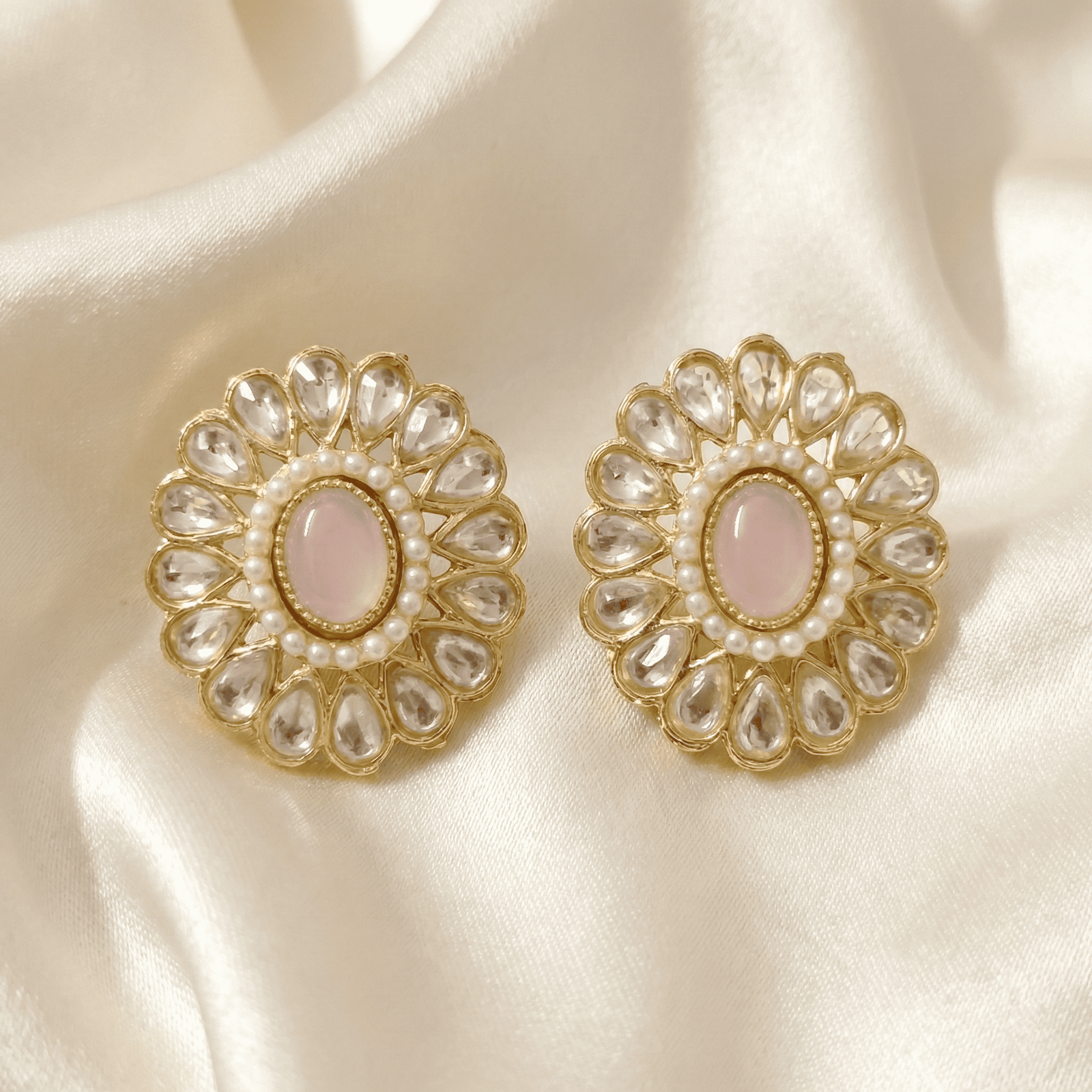 Kundan Look Convertible Stud Earrings with Interchangeable Stones– 6 Pair Set