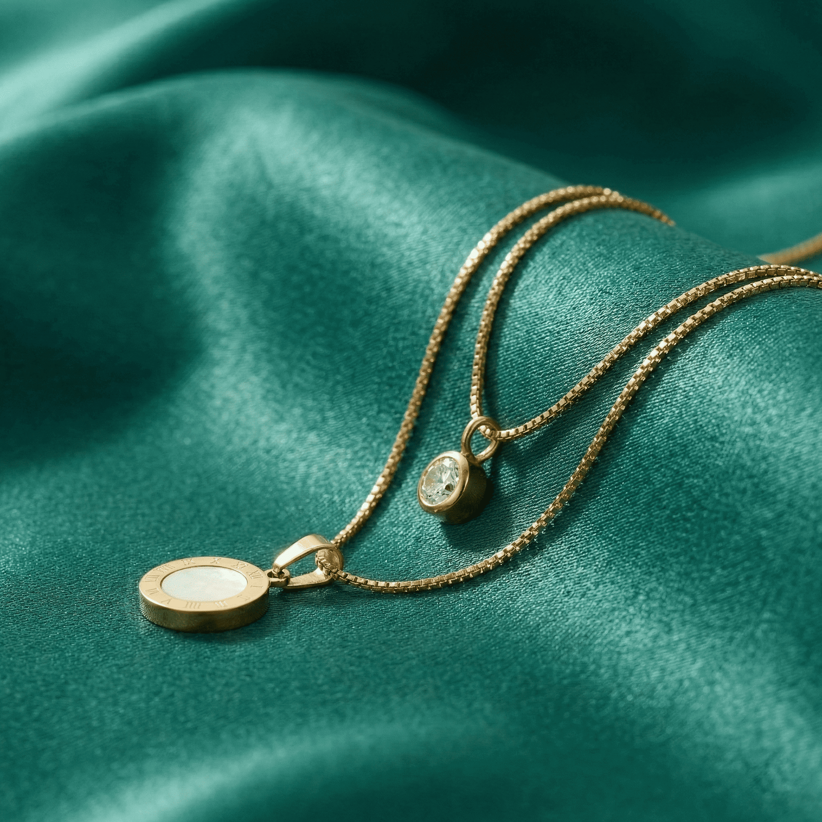 Eshanarya Gold Tone Layered Anti-Tarnish Pendant Necklace