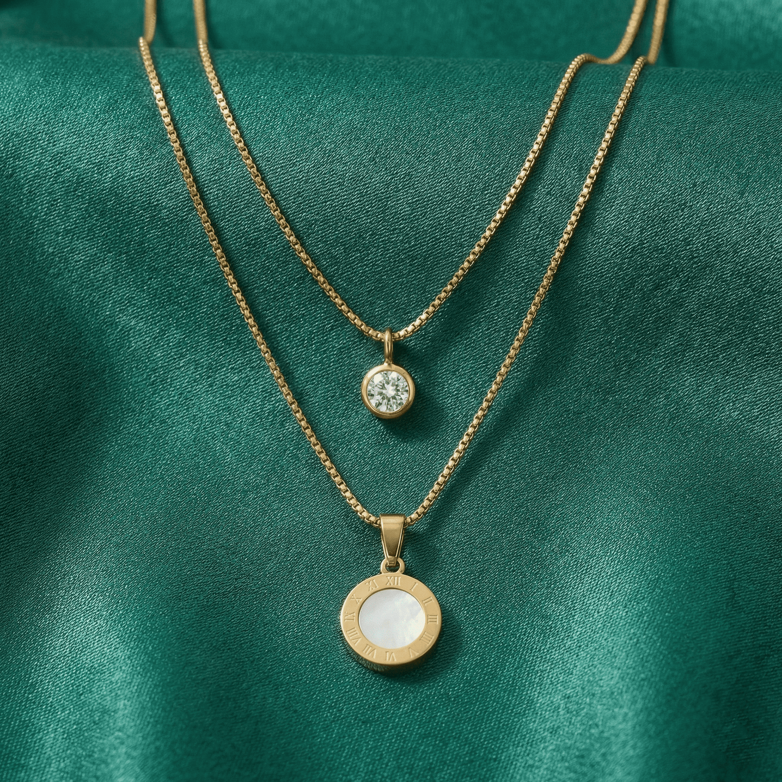 Eshanarya Gold Tone Layered Anti-Tarnish Pendant Necklace