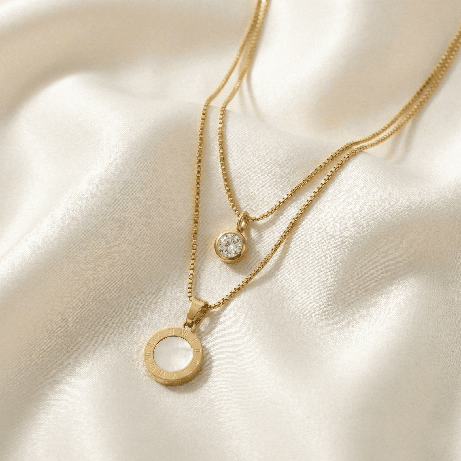 Eshanarya Gold Tone Layered Anti-Tarnish Pendant Necklace