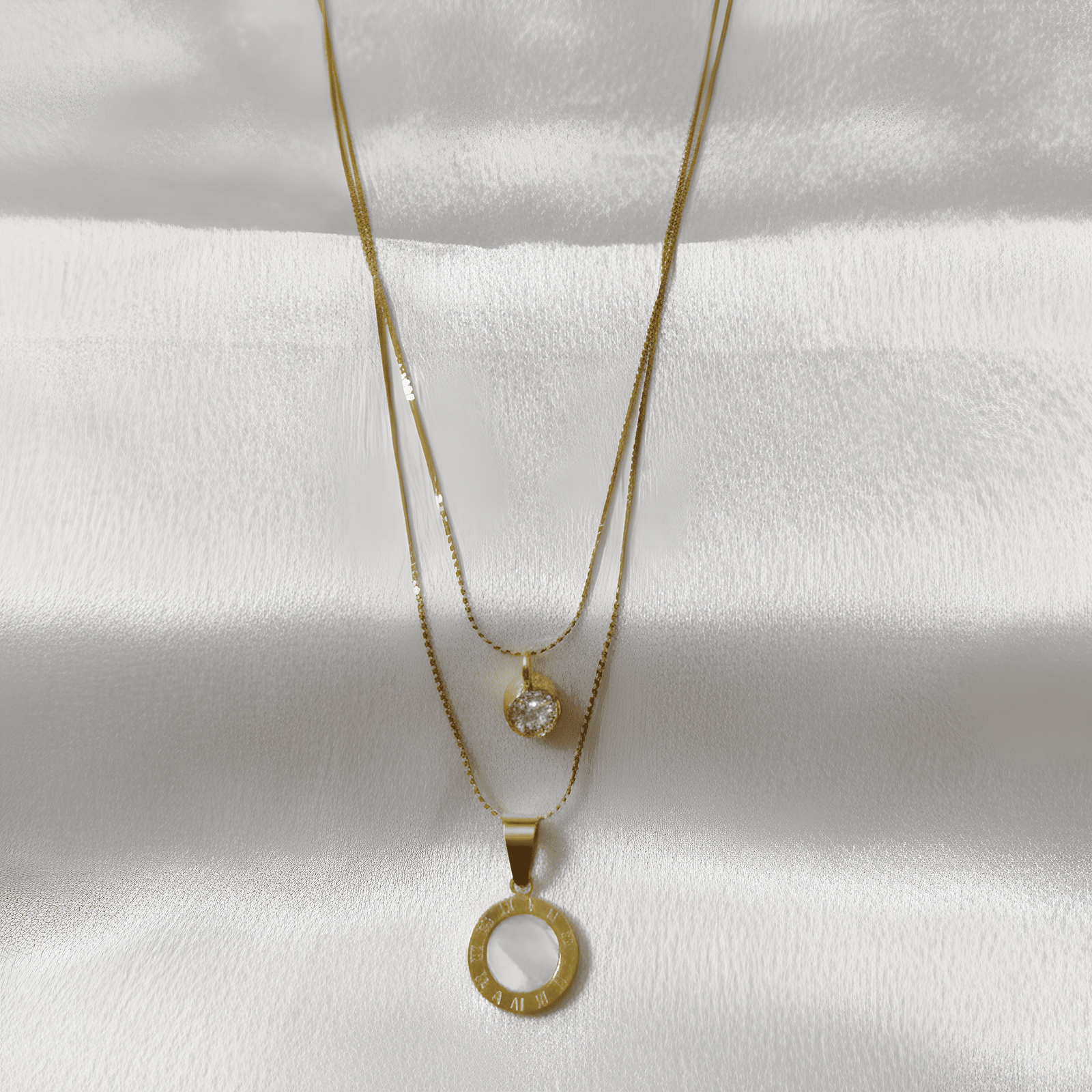 Eshanarya Gold Tone Layered Anti-Tarnish Pendant Necklace