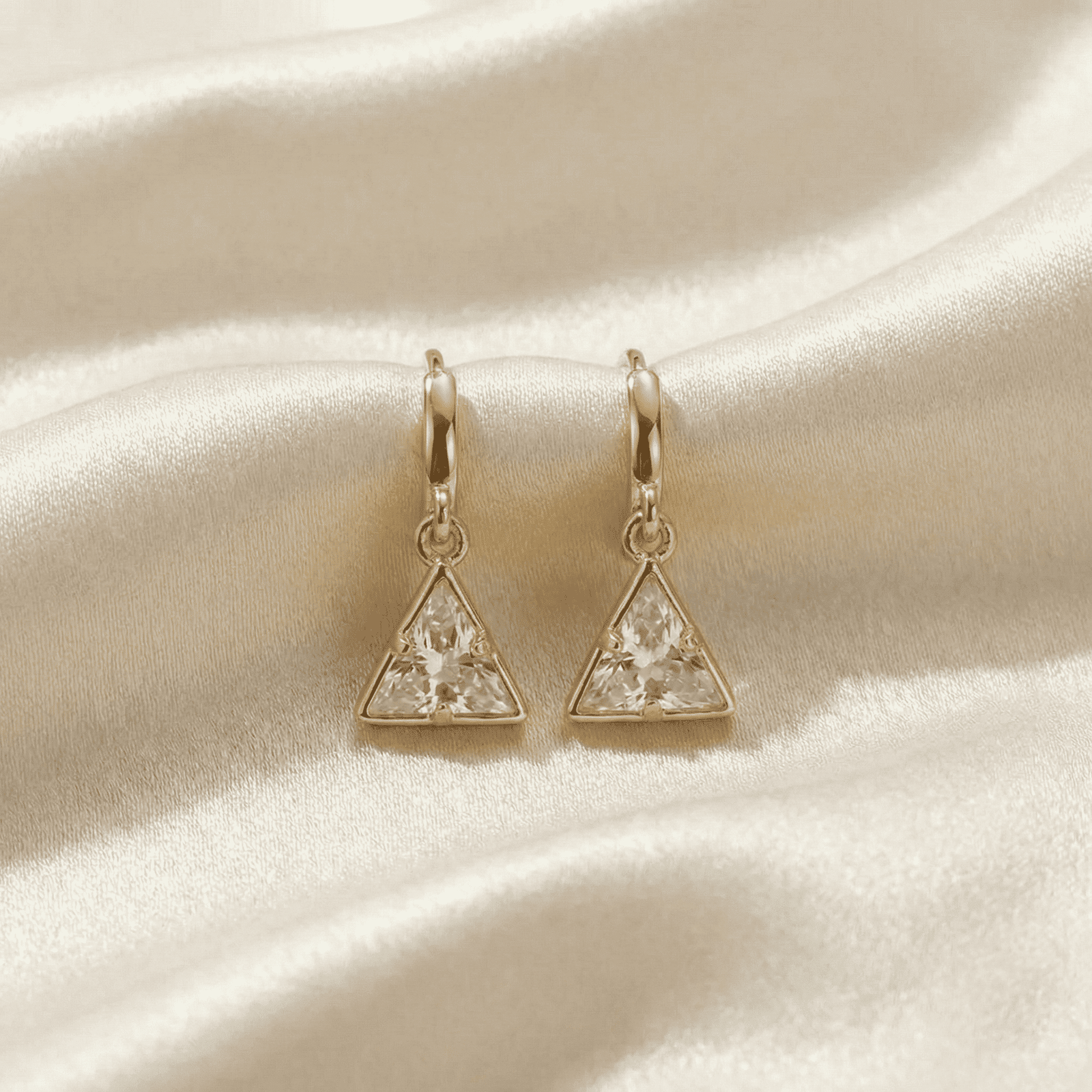 Gold Tone Triangle Drop Earrings for Women