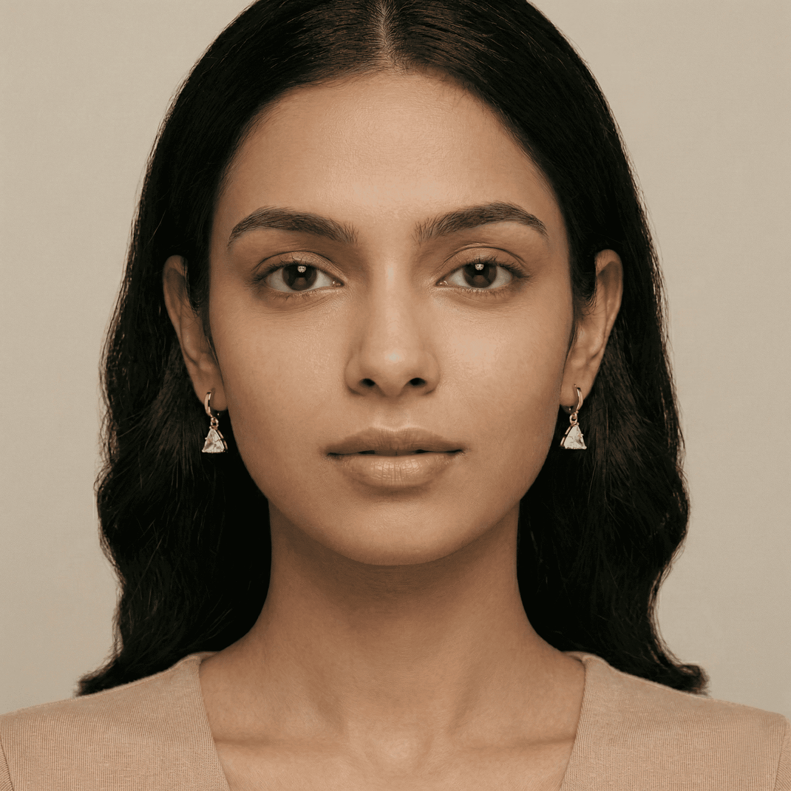 Gold Tone Triangle Drop Earrings for Women