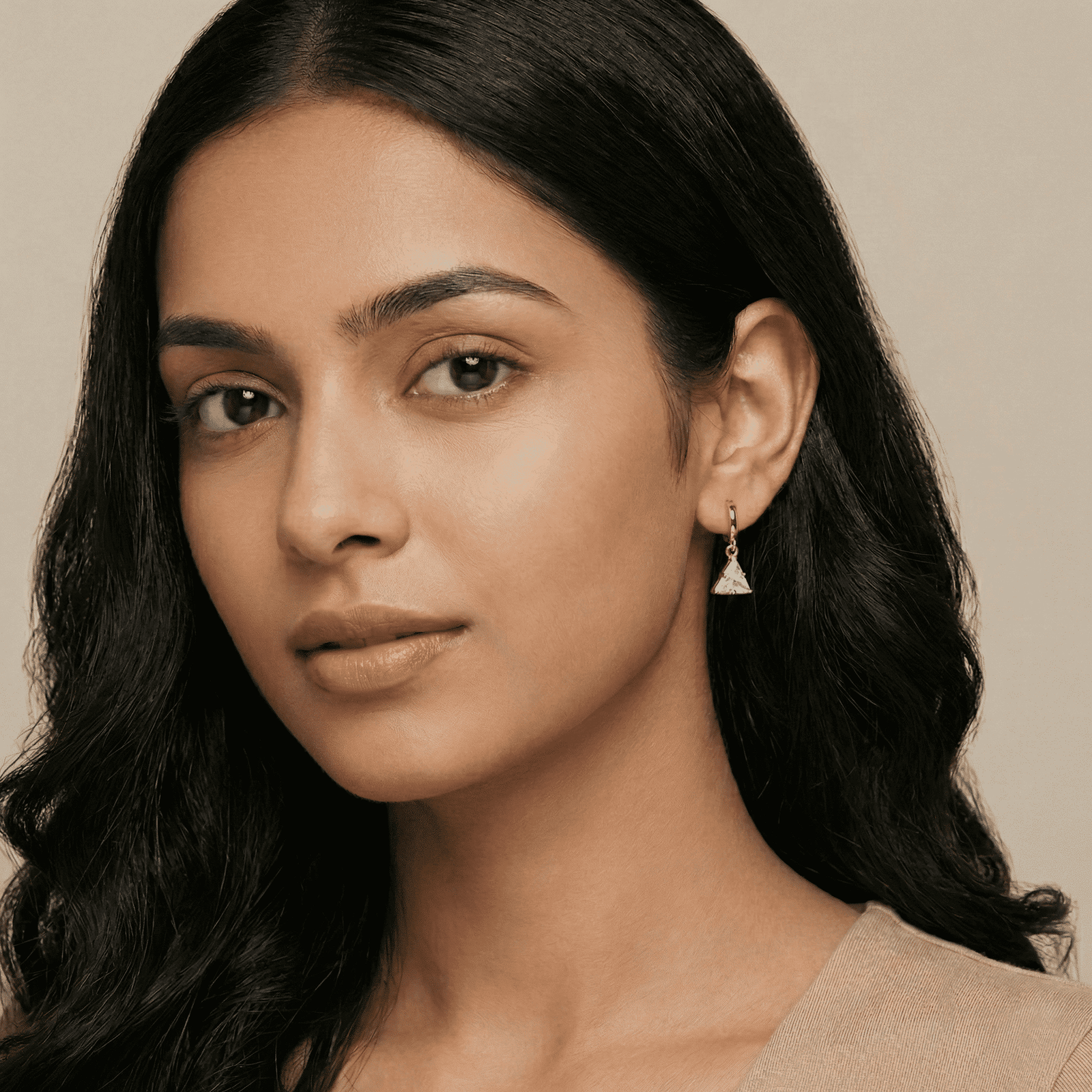 Gold Tone Triangle Drop Earrings for Women