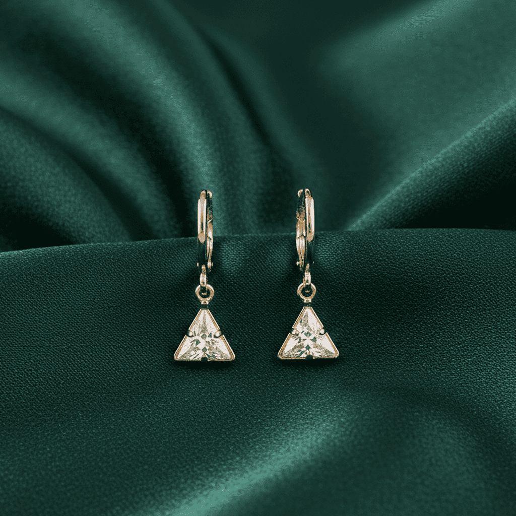 Gold Tone Triangle Drop Earrings for Women