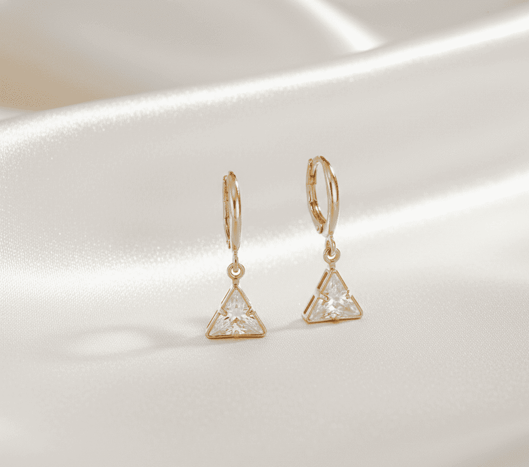 Gold Tone Triangle Drop Earrings for Women