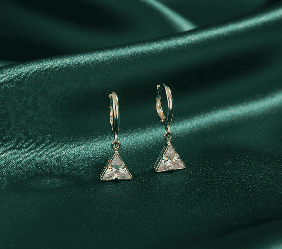 Gold Tone Triangle Drop Earrings for Women