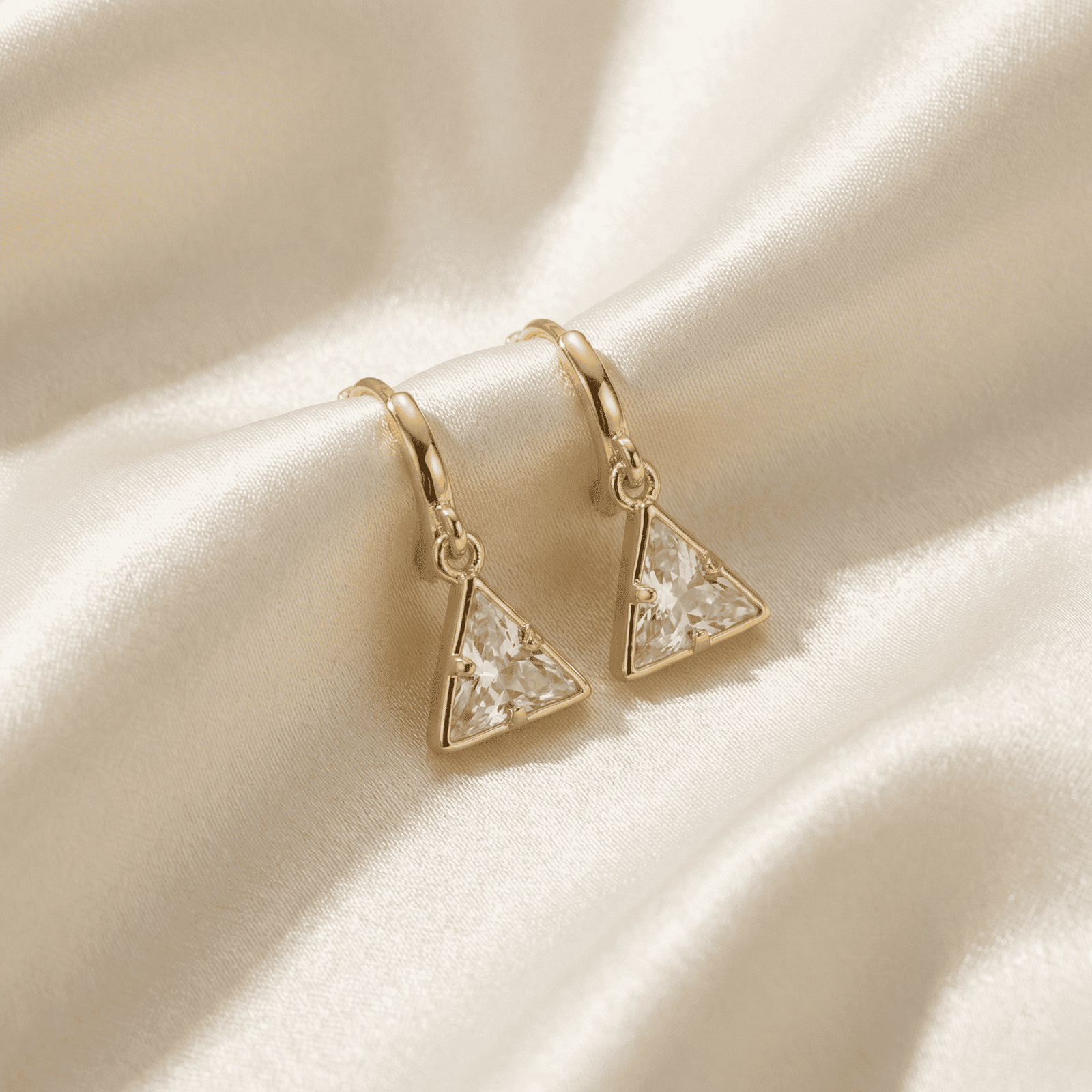 Gold Tone Triangle Drop Earrings for Women