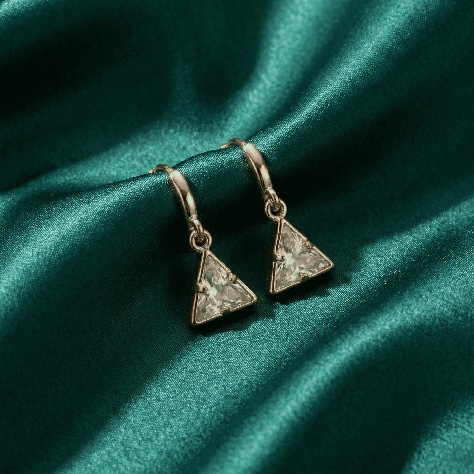 Gold Tone Triangle Drop Earrings for Women