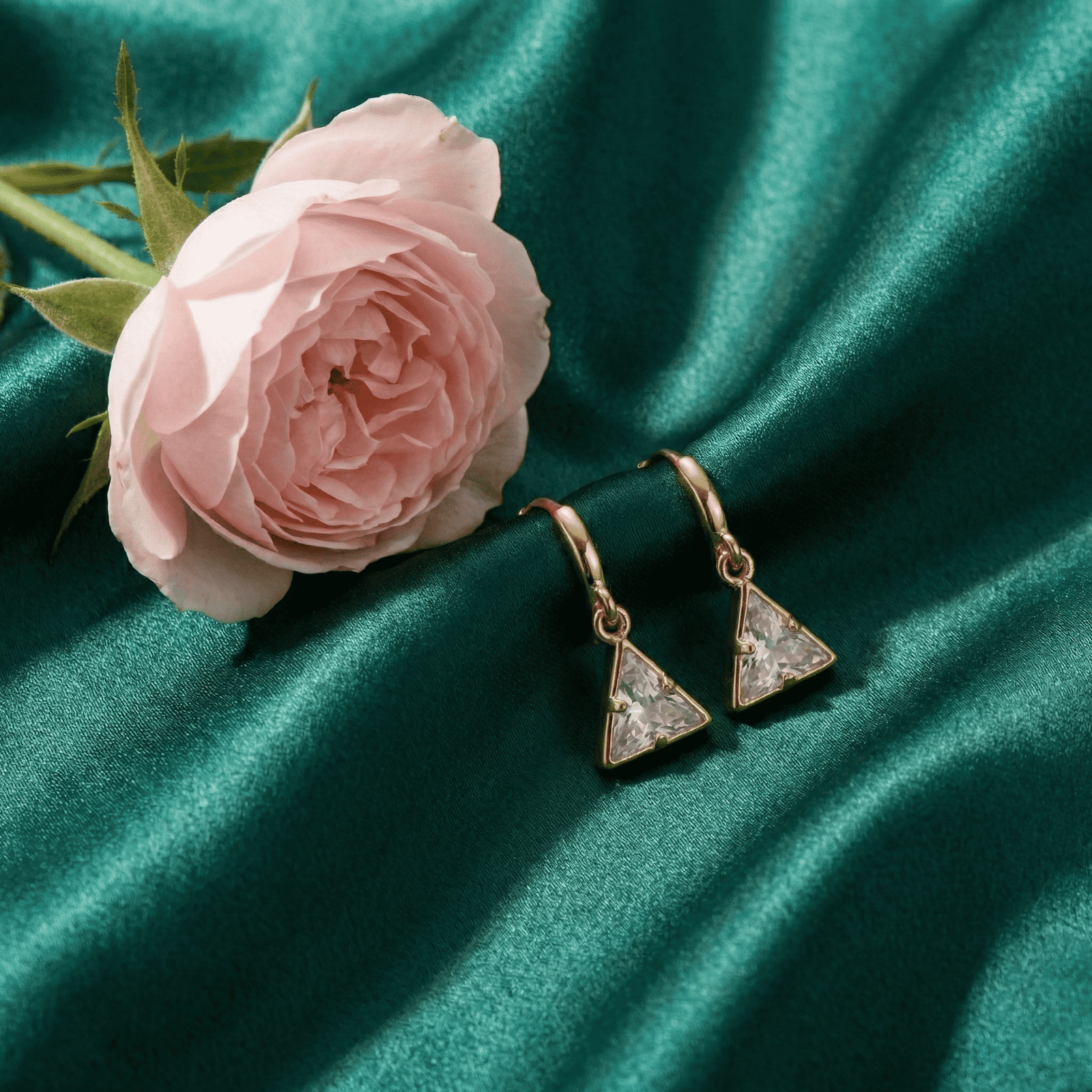 Gold Tone Triangle Drop Earrings for Women