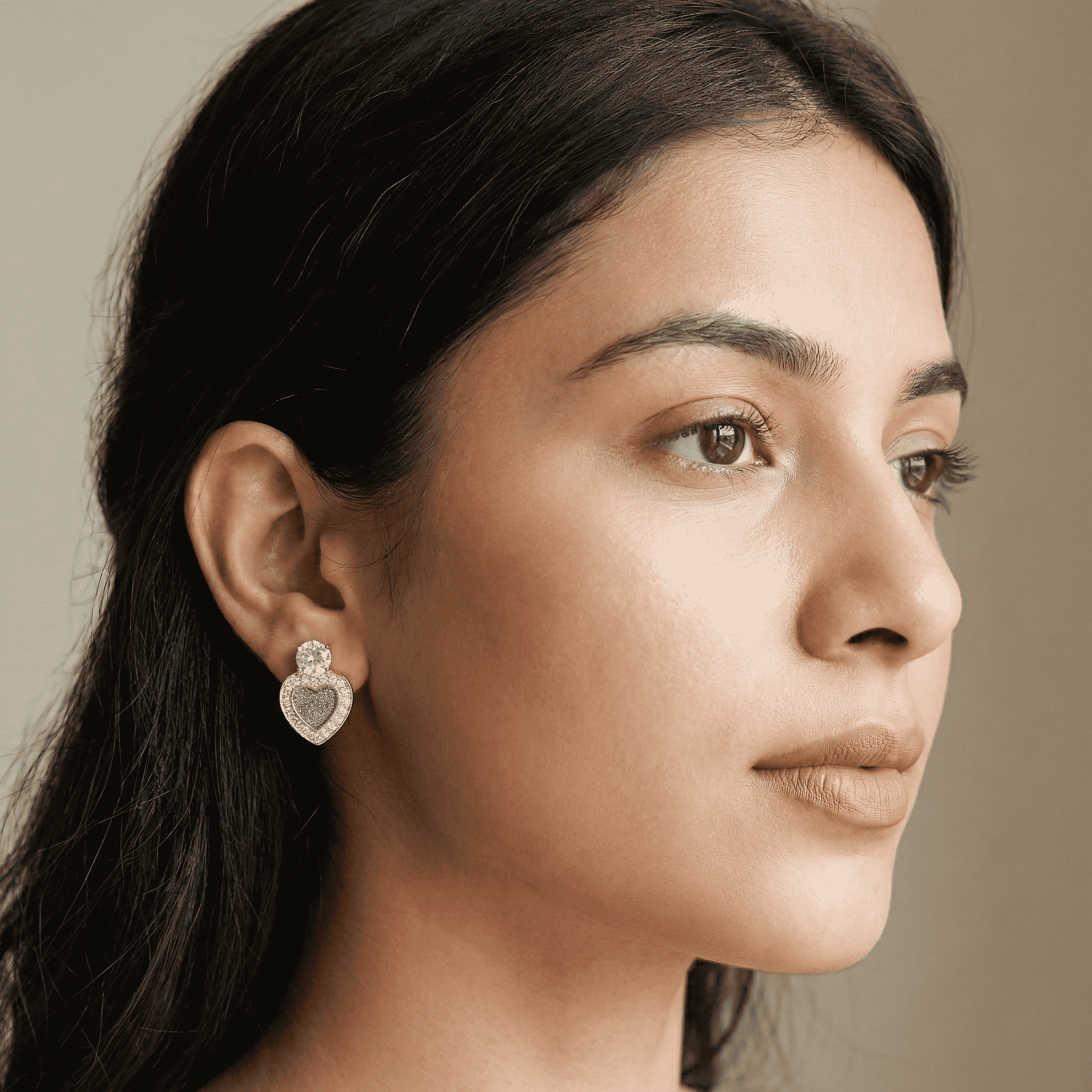 Heart, Pearl & Crystal Stud Earrings Combo for Women (3 Pairs)