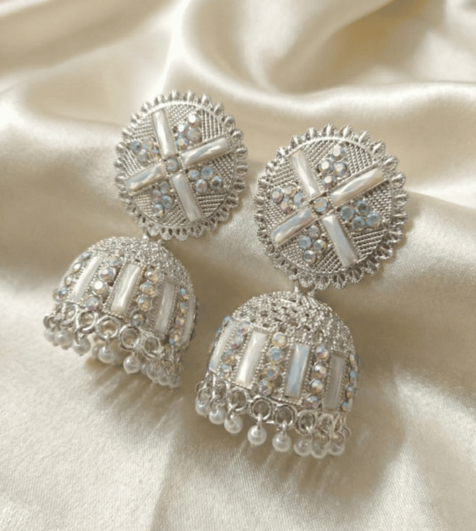 Oxidised Silver Mirror-Style Jhumka Earrings– A Reflective Statement with Traditional Depth