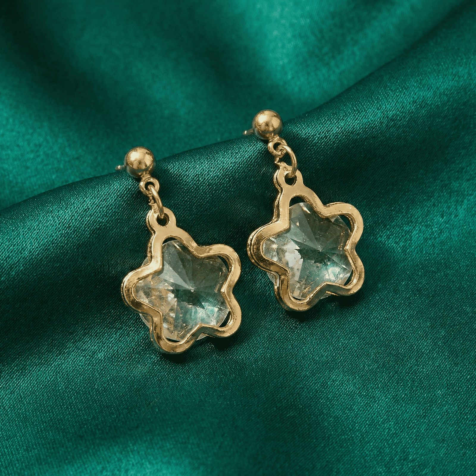 Star Shape Crystal Drop Earrings for Women