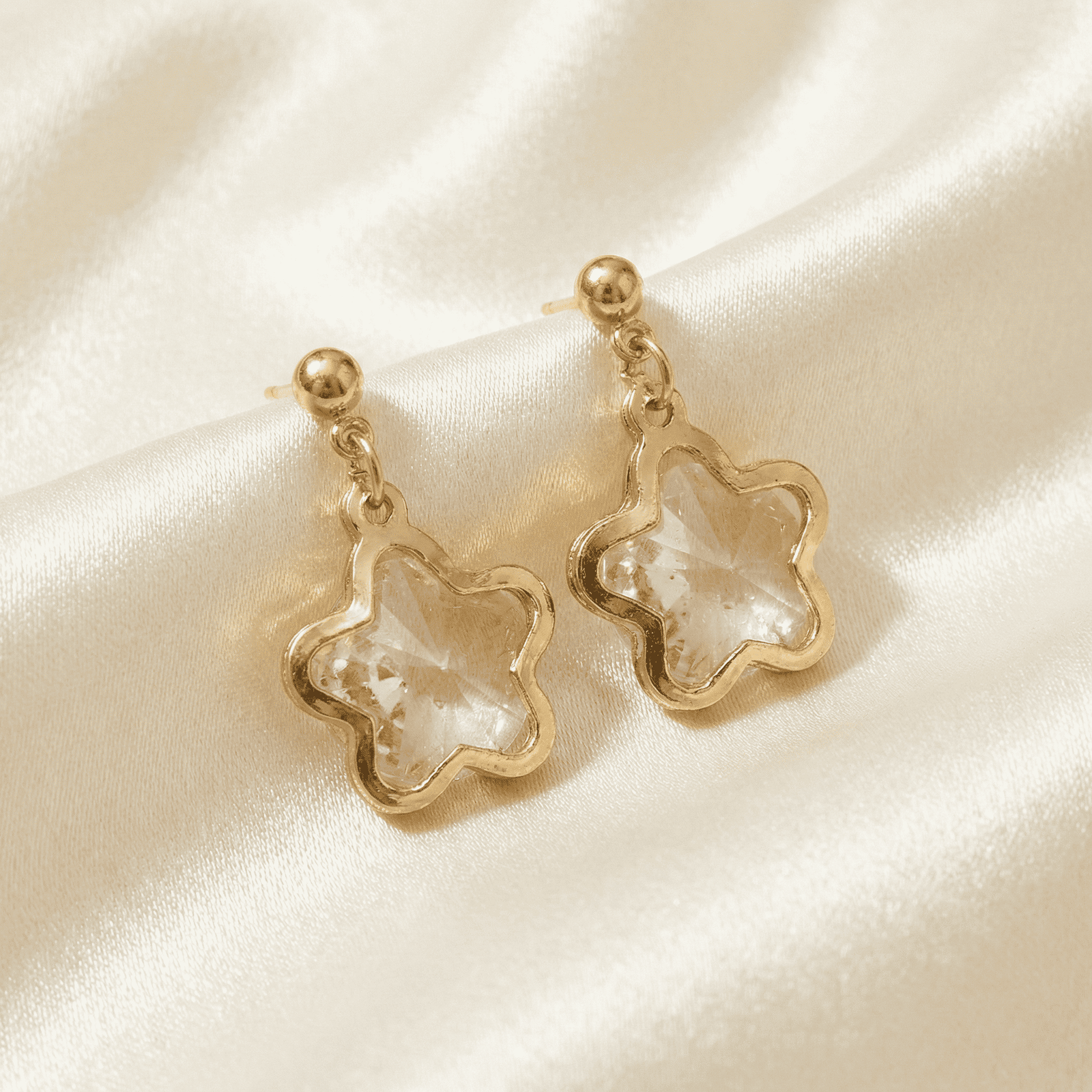 Star Shape Crystal Drop Earrings for Women