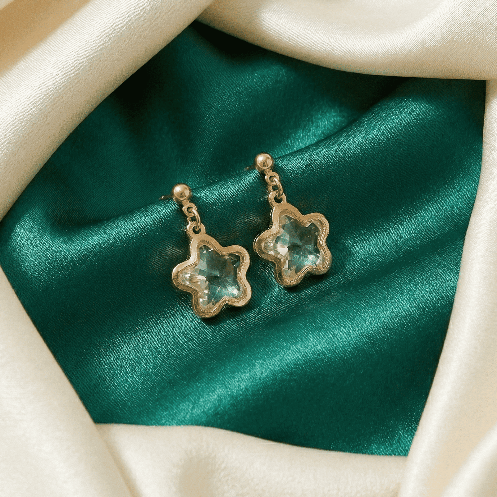 Star Shape Crystal Drop Earrings for Women