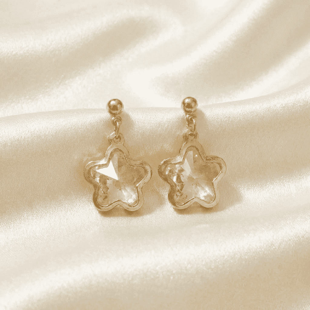 Star Shape Crystal Drop Earrings for Women