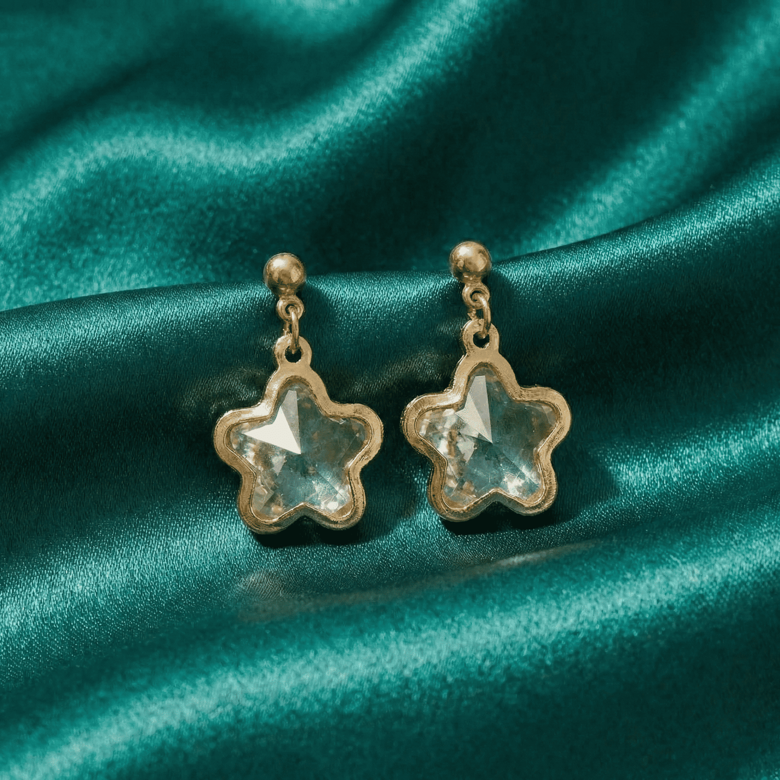 Star Shape Crystal Drop Earrings for Women